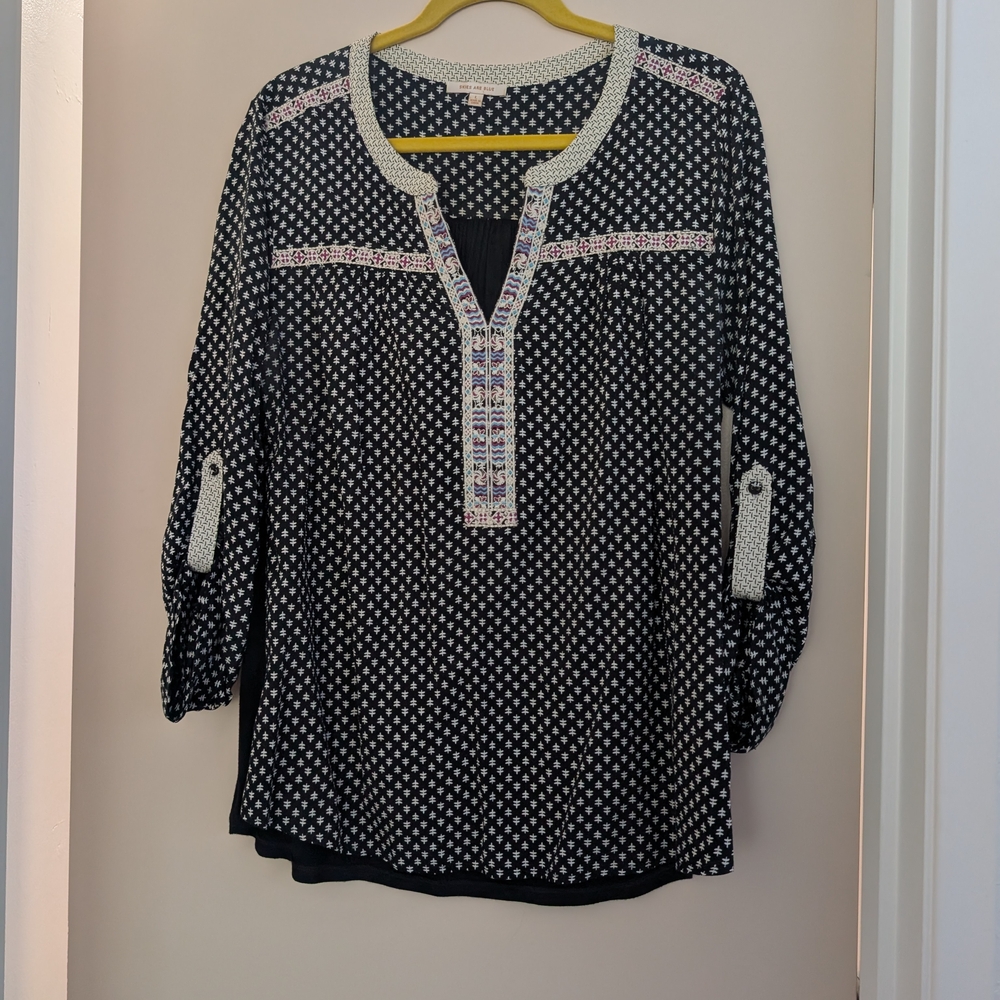 Skies Are Blue Black and White  Blouse
